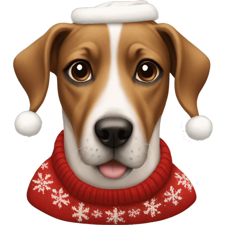 A dog wearing a Christmas jumper emoji