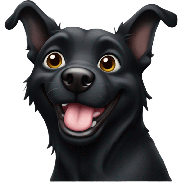 Black dog looking very excited emoji