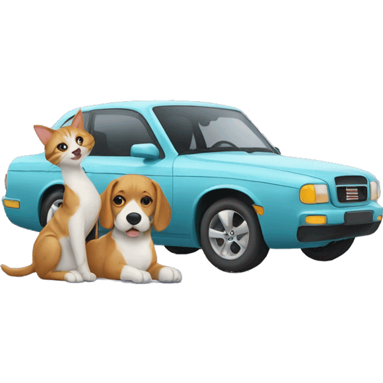 Dogs and cat in auto emoji