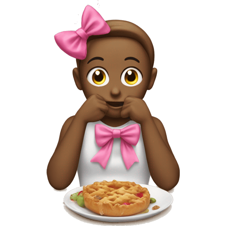 demurely eating girly emoji with pink bow who knows they ate emoji