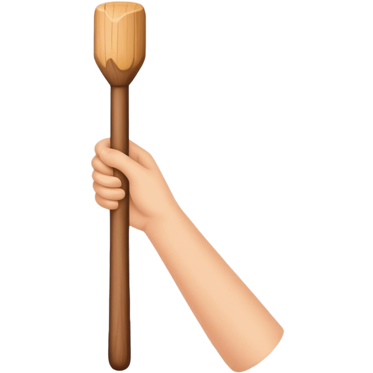 Hand holding Woodstick emoji