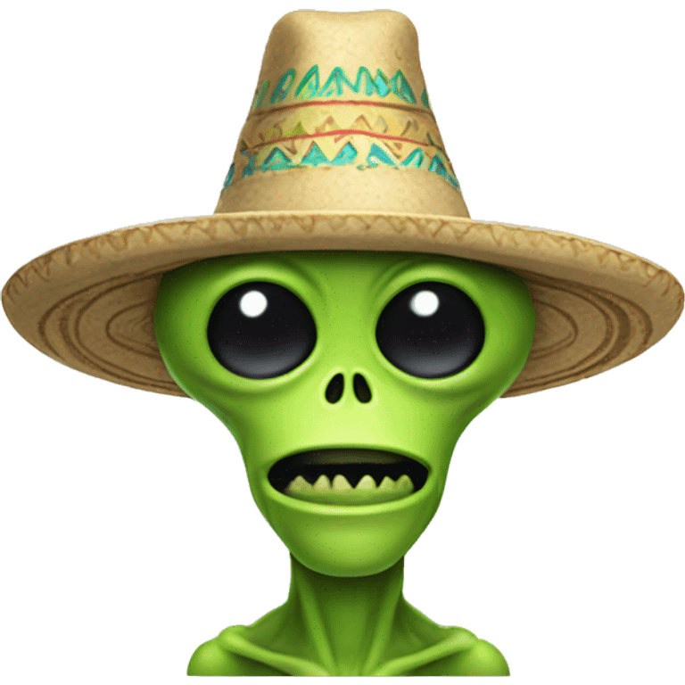 Cartoon alien wearing sombrero emoji