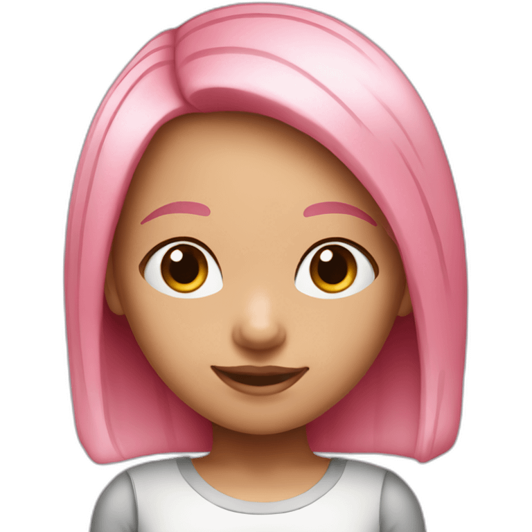 Cute white Brazilian girl with straight pink hair emoji