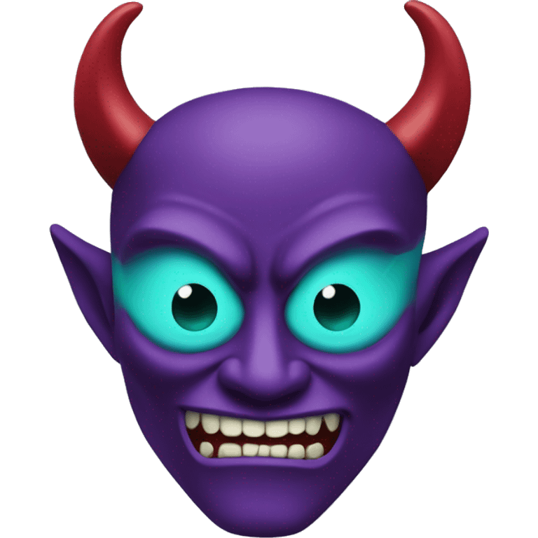 Face: Purple
Demon Mask: Maroon
Horns: Blue
Mouth: Red
Demon Eyes: Cyan
Regular Eyes: Green emoji