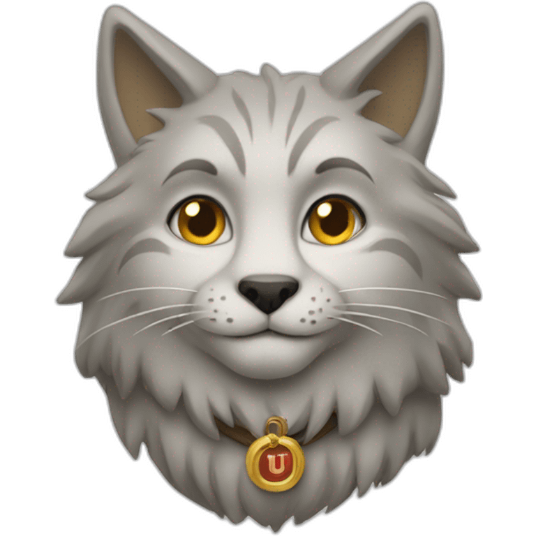 Un chat sur un loup emoji