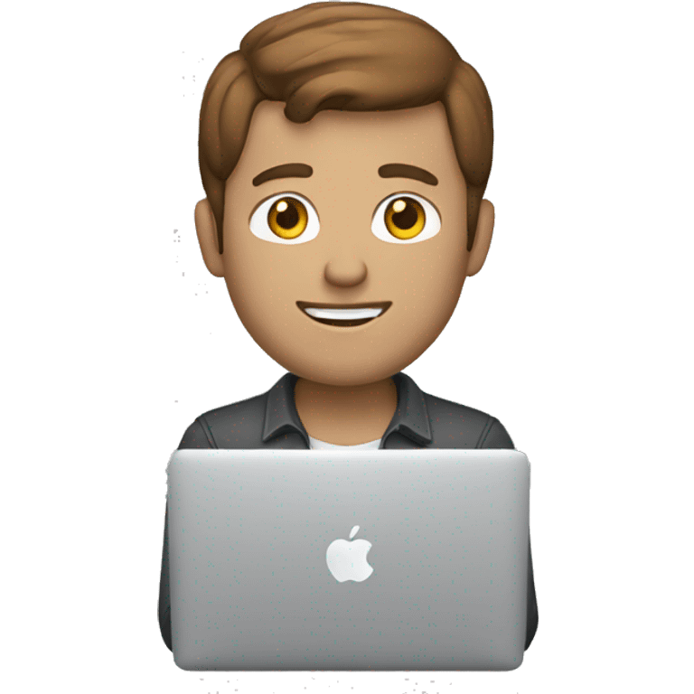 white man with brown hair working macbook emoji