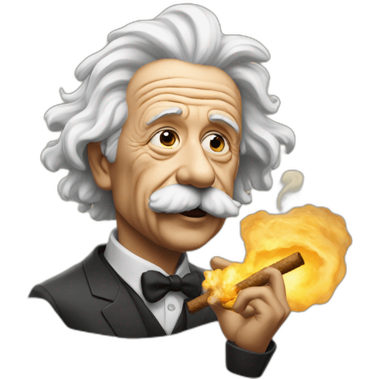 Einstein smoking a big tah emoji