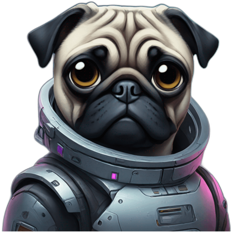 A pug in cyberpunk space emoji