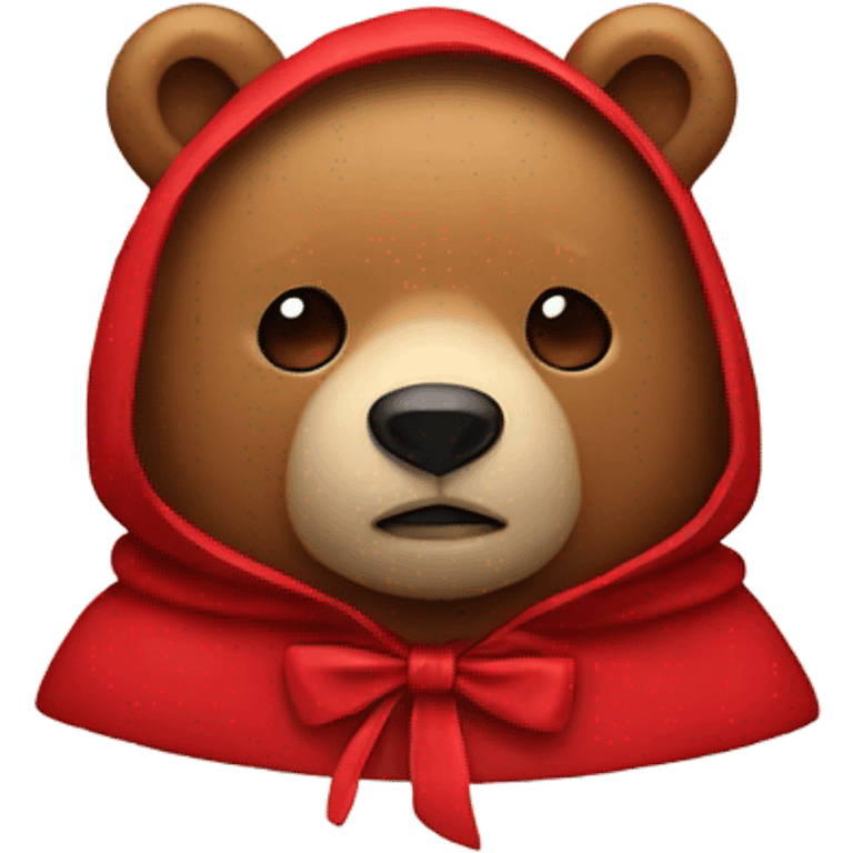 bear wearing a red hood with a bow emoji