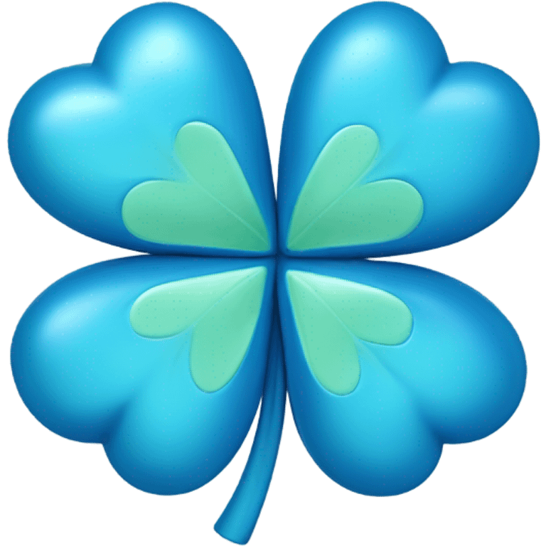 3D Four Leaf Blue Clover emoji