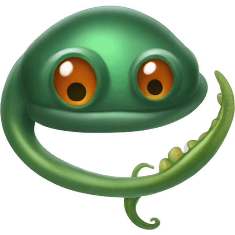 Eight-eyed Dark green and orange medicinal leech with oral suction and caudal suction emoji