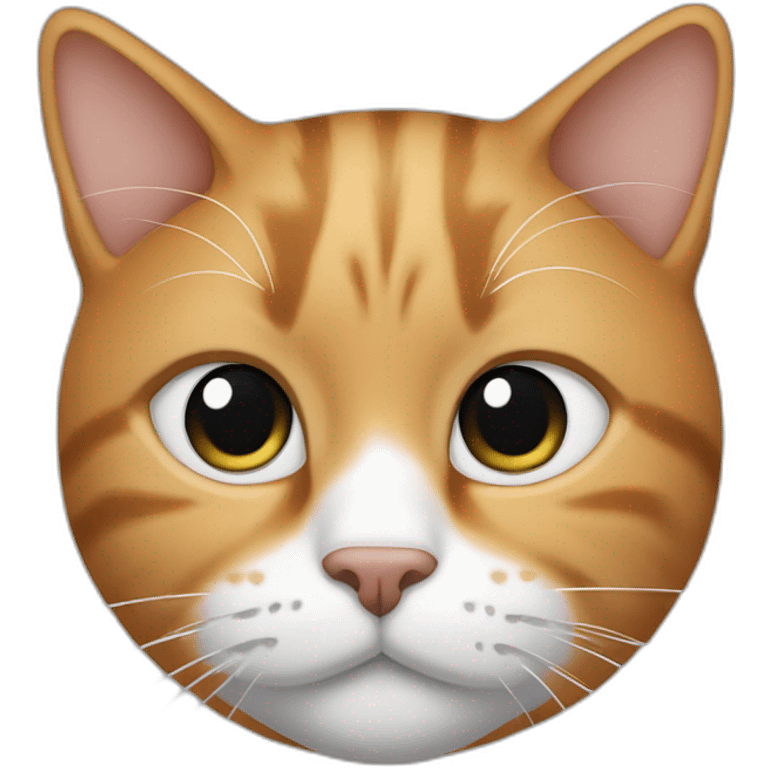 Cat that have his left ear ginger, the right one and his face are black, and the bottom of his face is white emoji