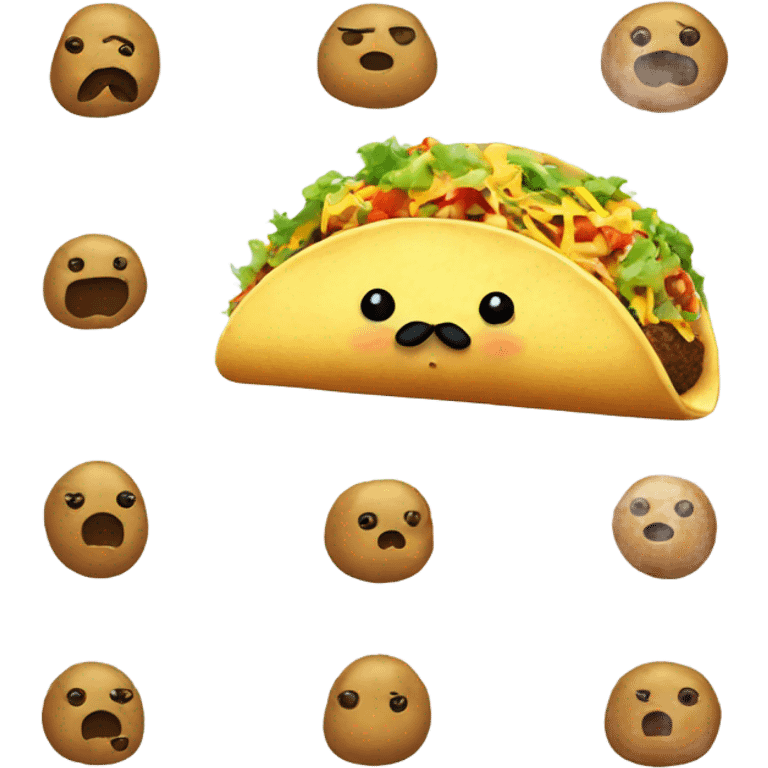 Potato eating a taco but it has a mustache emoji