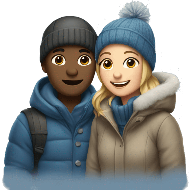 Couple girl and boy in winter emoji