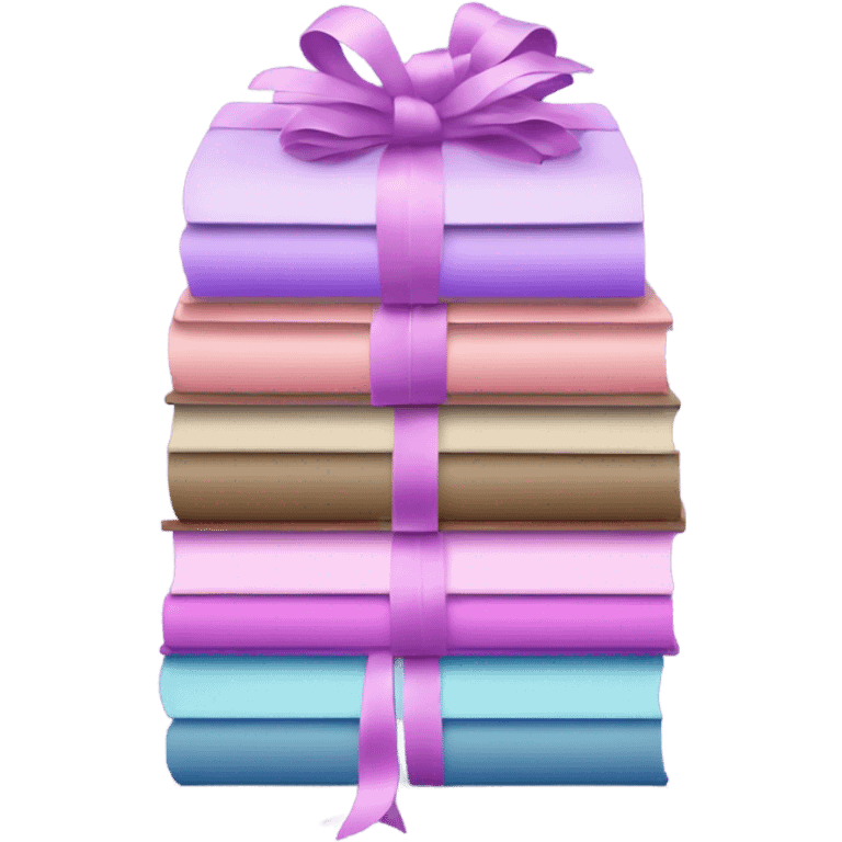 light purple Books stacked up and tied together by a pink bow emoji