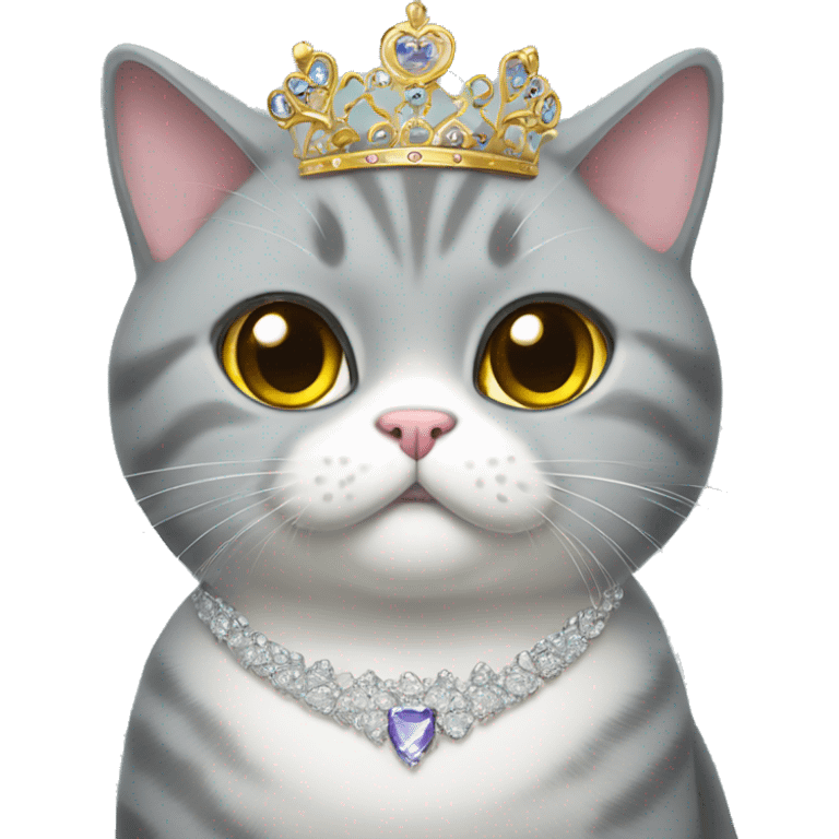 British shorthair cat with tiara emoji