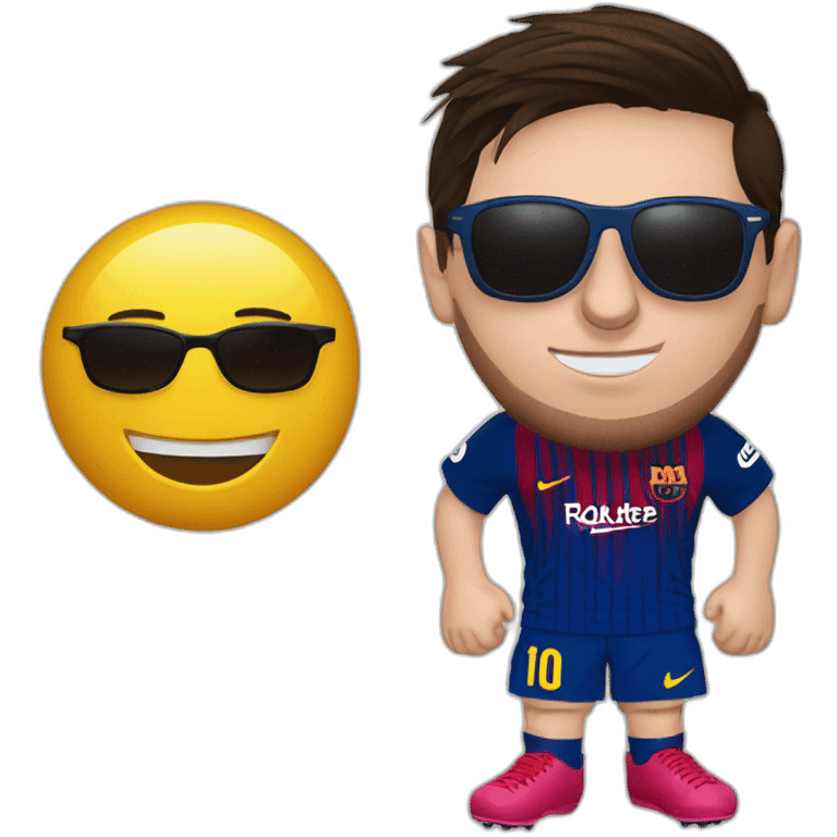 Messi with sunglasses, Bottom text"Que mirás bobo" emoji