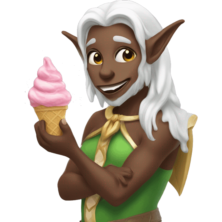 Exotic elf eating ice cream  emoji