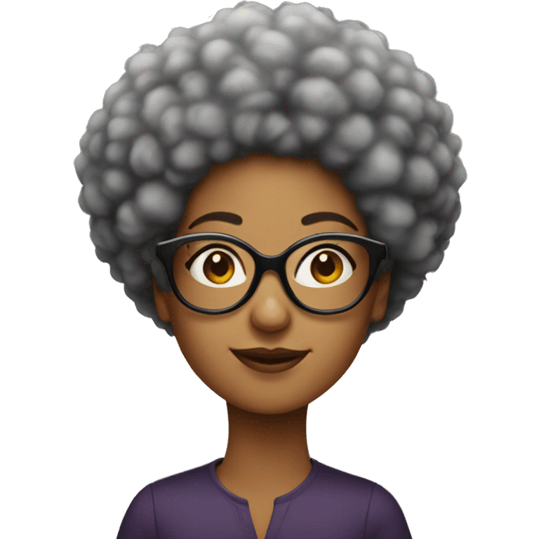 Lady with glasses and Afro emoji