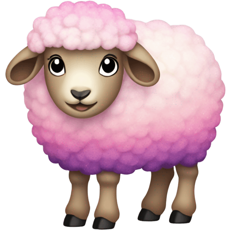 Pink ombre full body sheep with glitter emoji