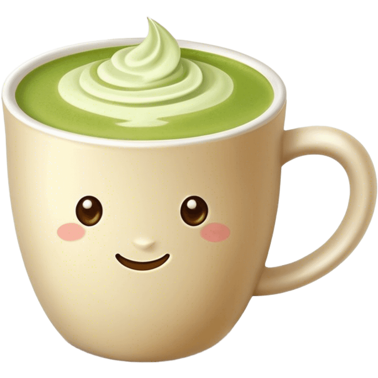 realistic Matcha latte in realistic beige colored mug emoji