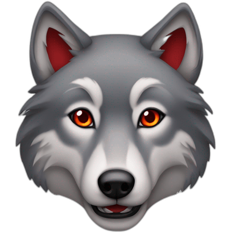 Grey wolf red eyes  emoji