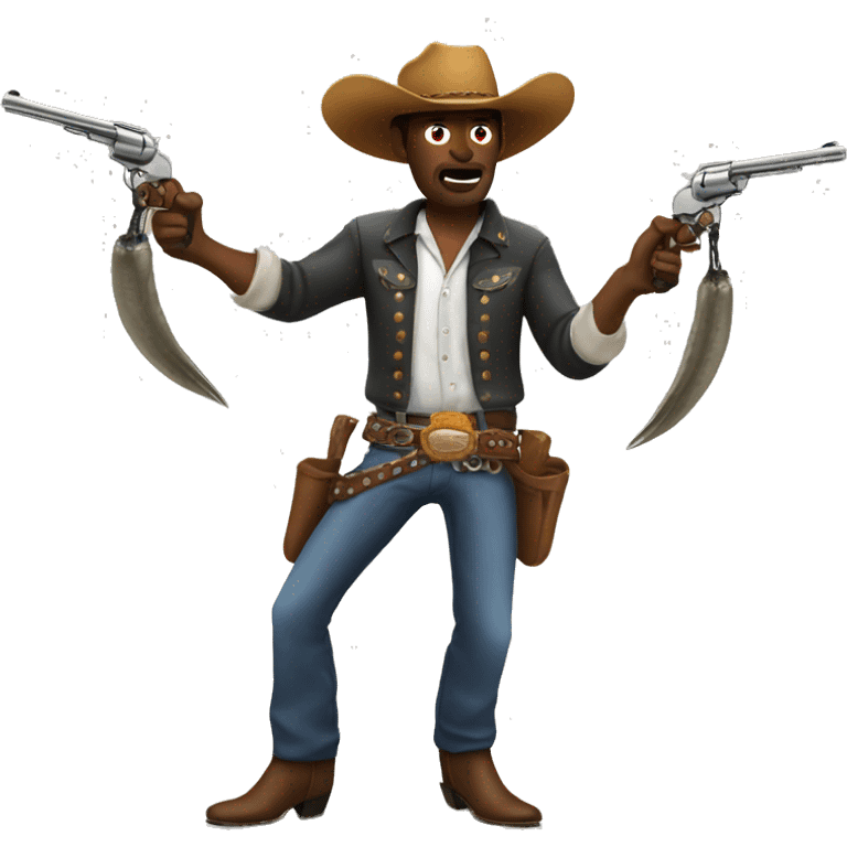 Cowboy using prawns as guns emoji