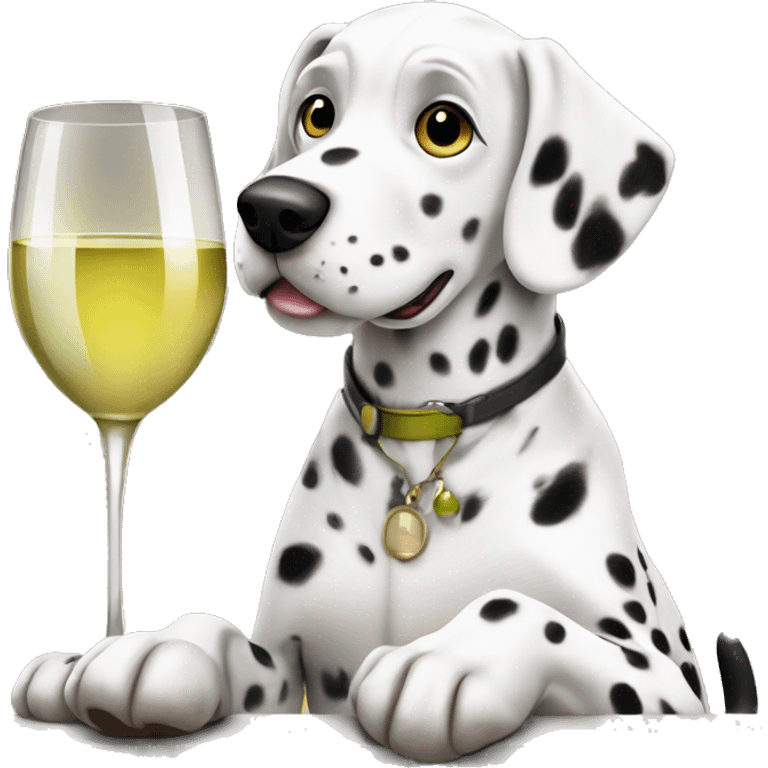 Dalmatian dog drinking white wine emoji