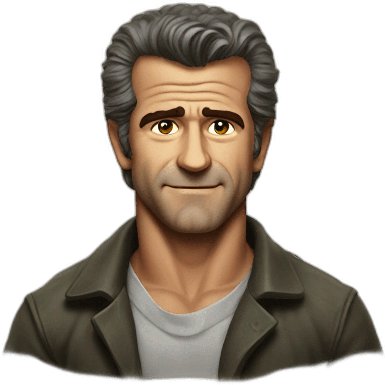 Young Mel Gibson portrait without smile emoji