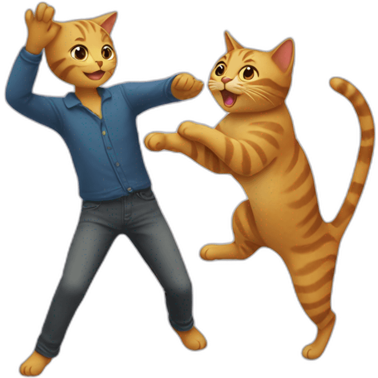 cat dancing with human emoji