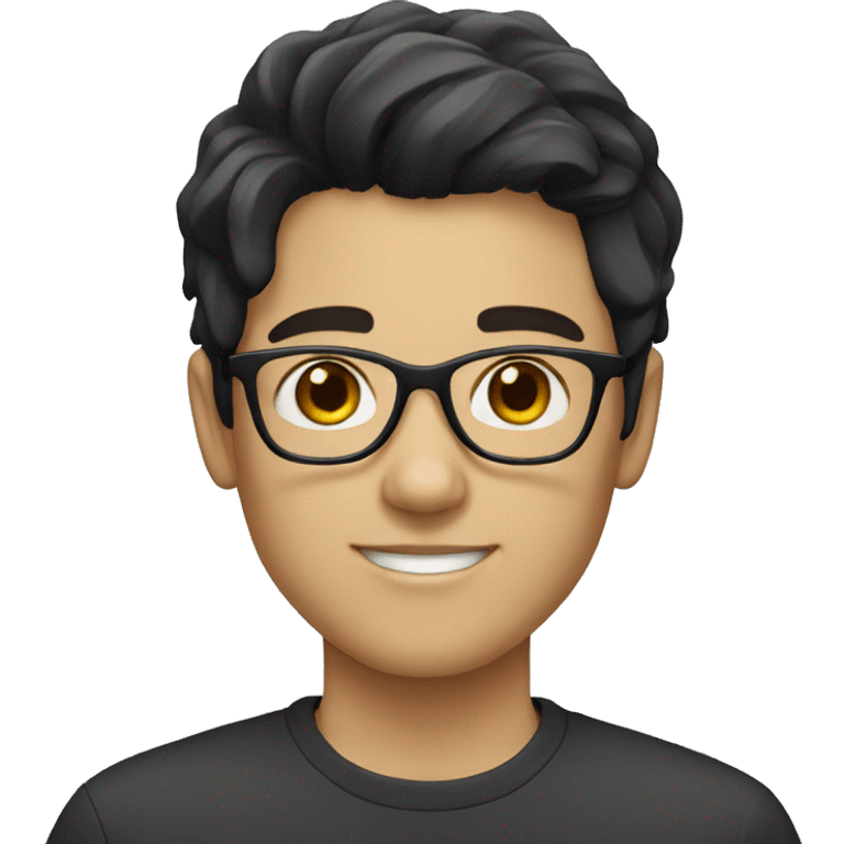 young person with glasses on, dark hair, white skin emoji