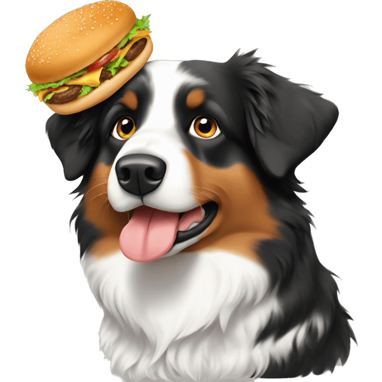 Australian shepherd 3 color hamburger emoji