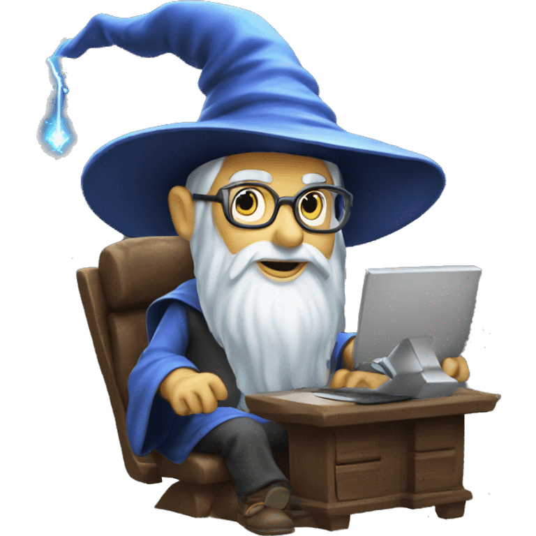 wizard coding computer with magic emoji