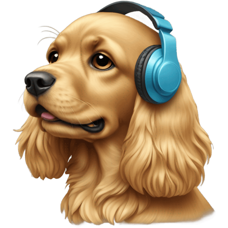 golden cocker spaniel with headphones emoji