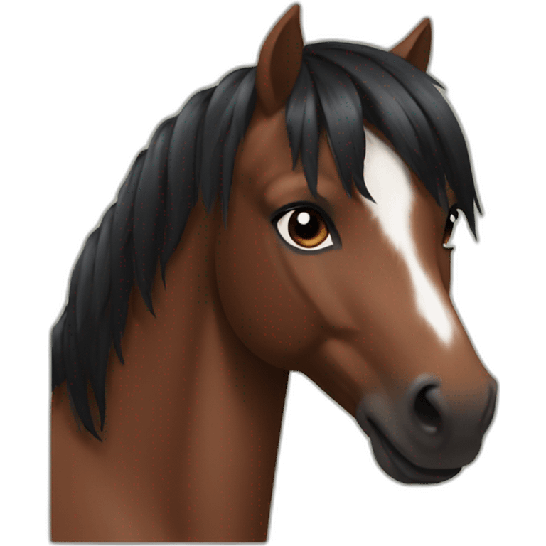 bay horse with black mane and brown eyes emoji