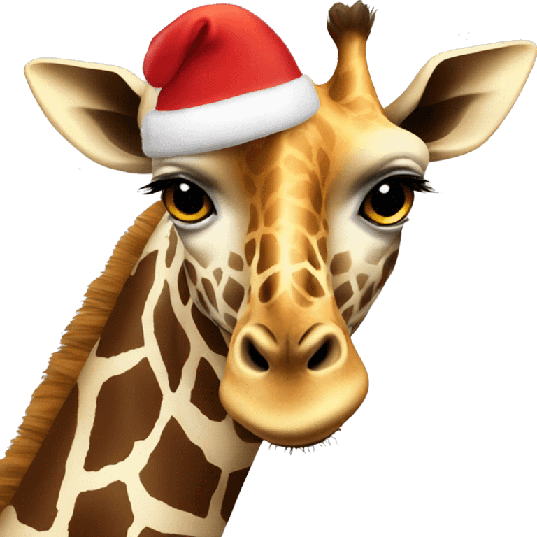 giraffe wearing santa hat  emoji