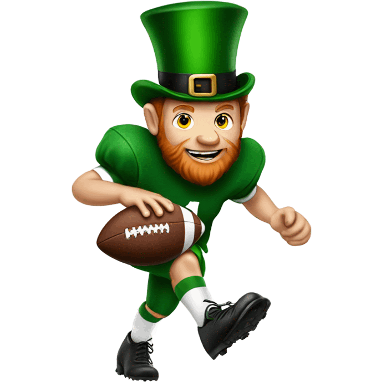 Leprechaun punting a football emoji