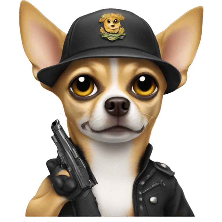 Chihuahua with a gun emoji