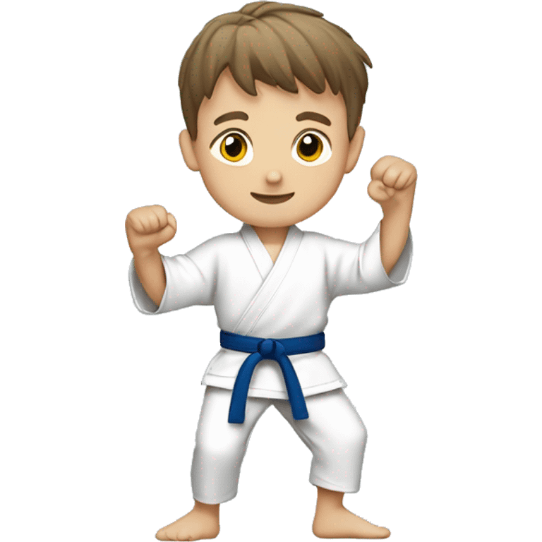 A boy doing￼ karate emoji