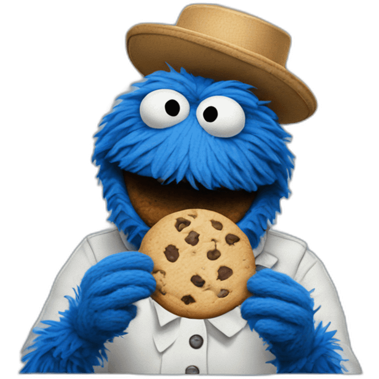 Blue Muppet eating cookies emoji