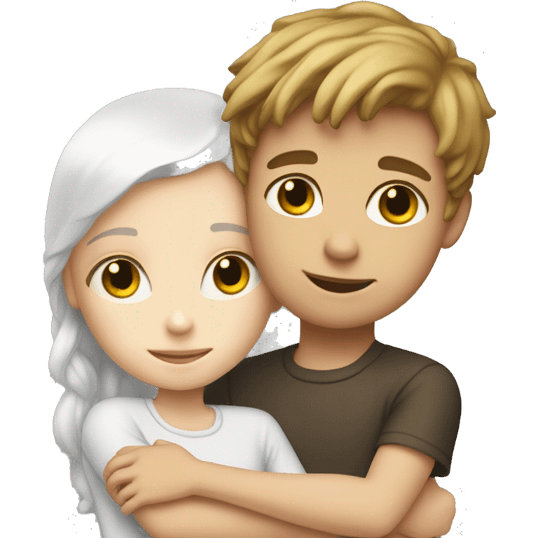 Little white sister hugging white brother emoji