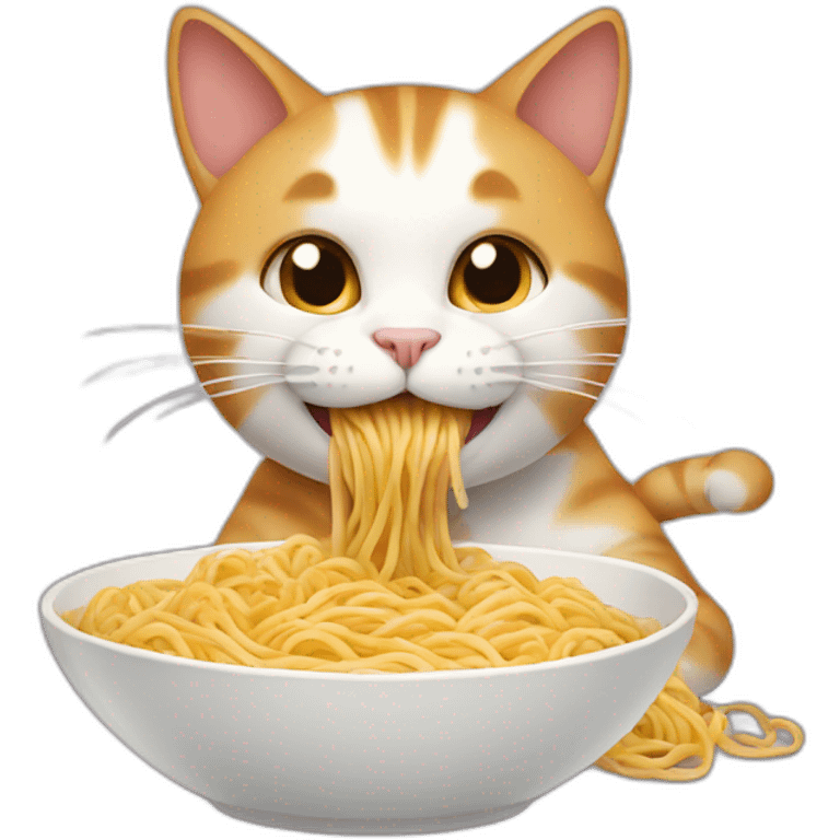 Animated cat eating noodle emoji