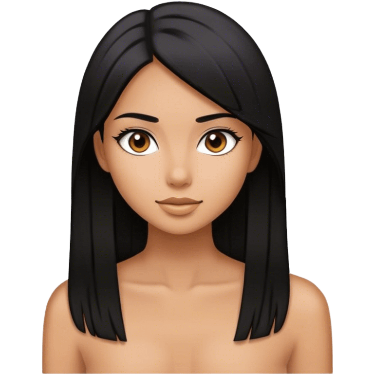 Pretty girl with tan skin and black straight hair  emoji