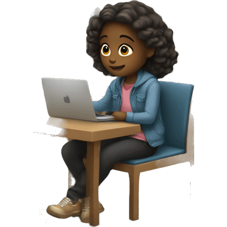 A girl sitting in a library emoji