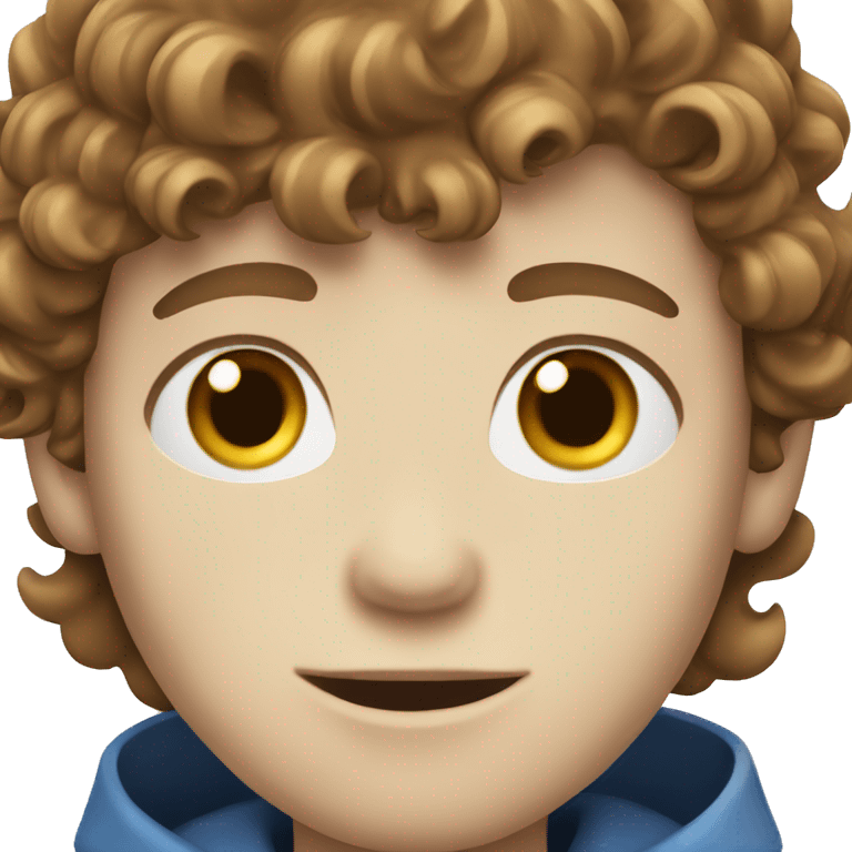 Boy with wavy brown hair blue eyes white skin emoji