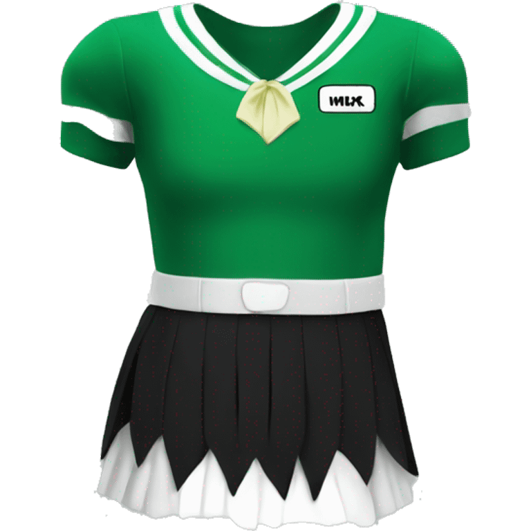 green cheer uniform that says MLK emoji