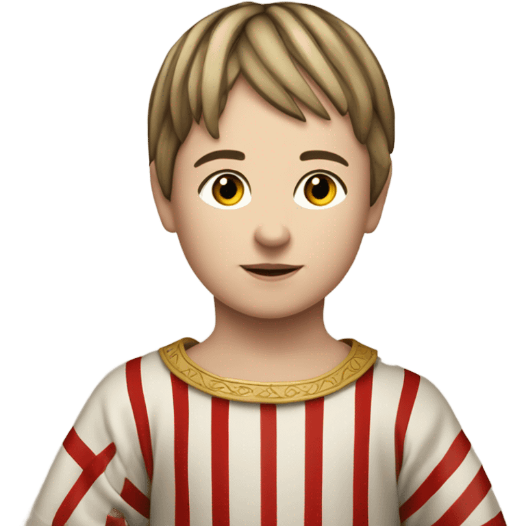 11th century european child with tunic with horizontal white and red stripes emoji