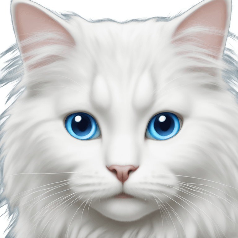 White angora male cat with blue eyes emoji