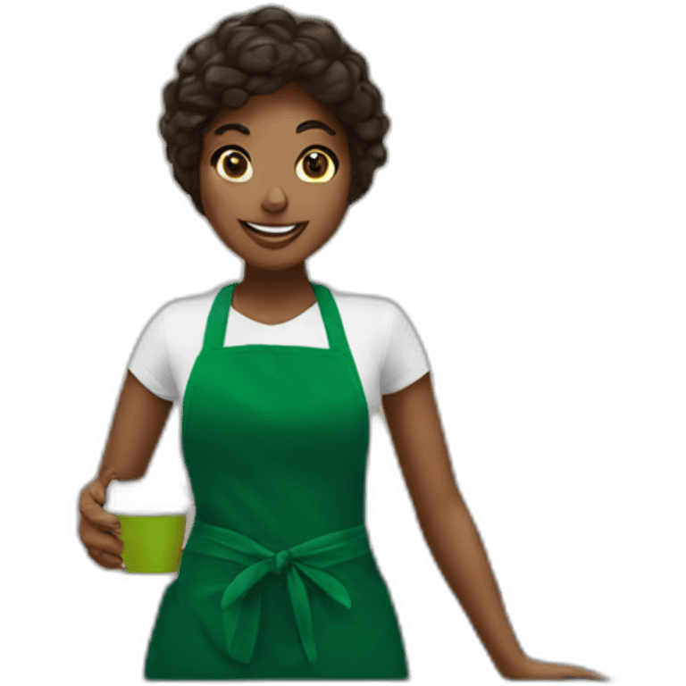 Mermaid working at Starbucks with green apron emoji