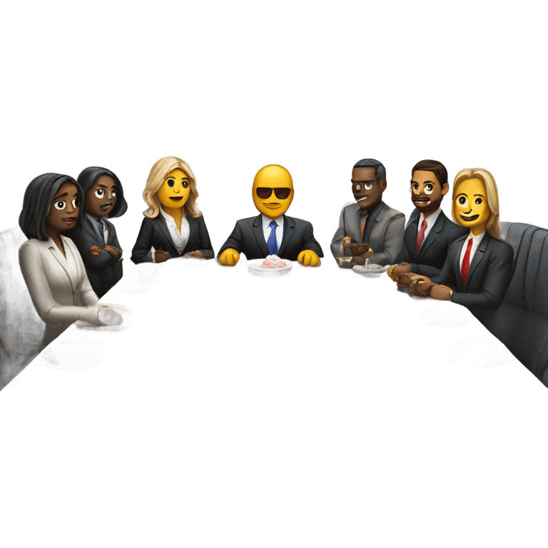 the last supper wearing suits in a modern office emoji